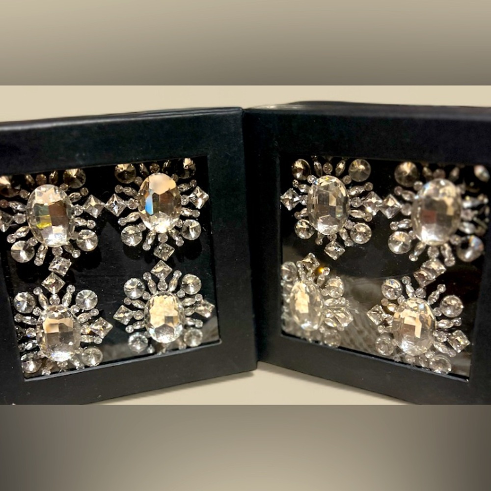 Tahari Home 8 Crystal Napkin Rings Jeweled Bling Snowflake Glam Holiday New